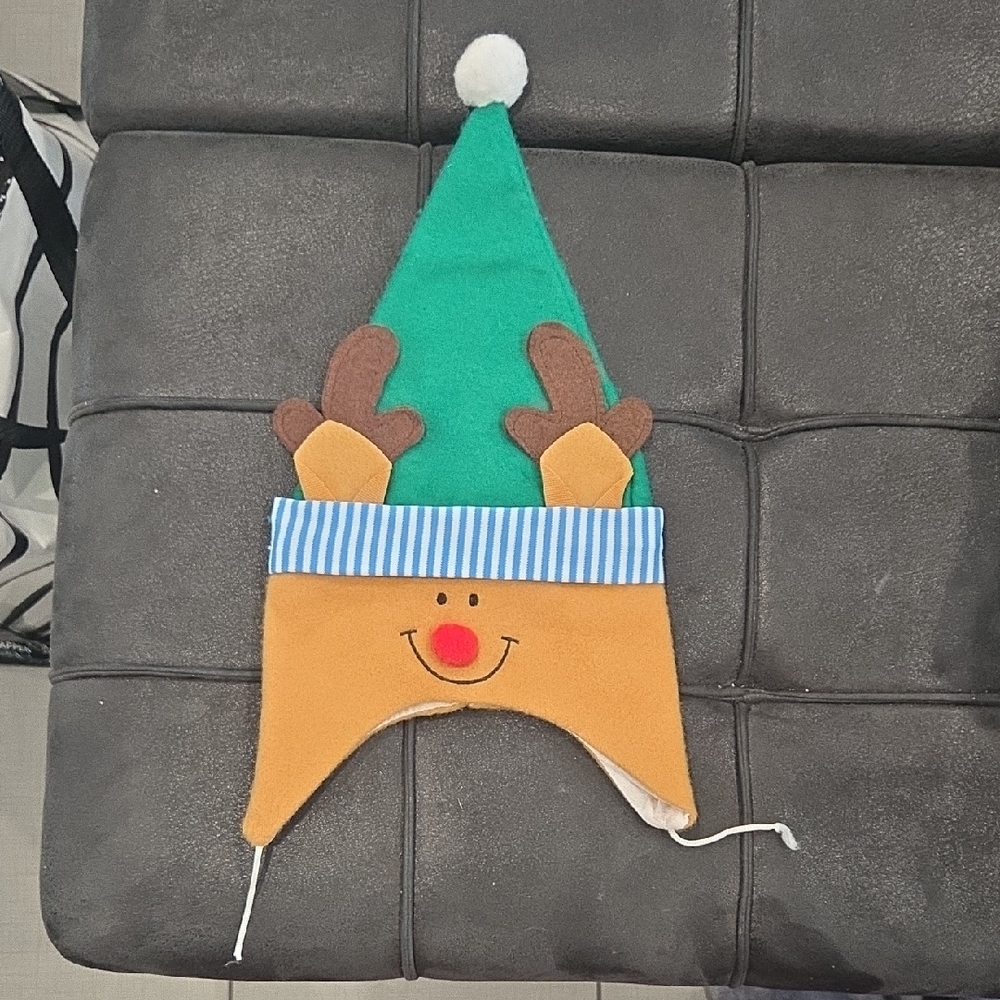 Festive Reindeer Hat with Green and Tan Colors
